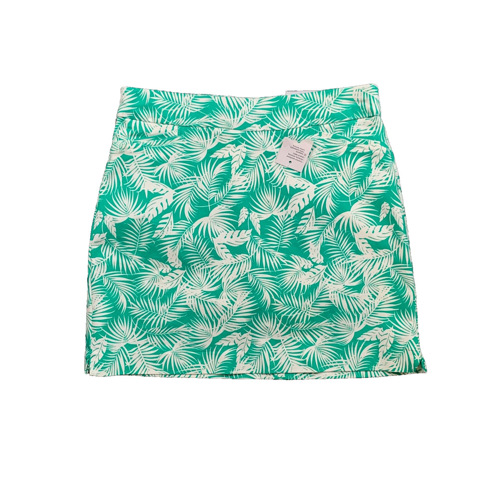 Croft & Barrow Skort Womens 8 Fern White Effortless Stretch Tropical Palm Leaf